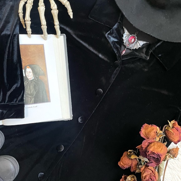 Vintage Preston & York crush velvet black button down long sleeve shirt - Picture 14 of 17